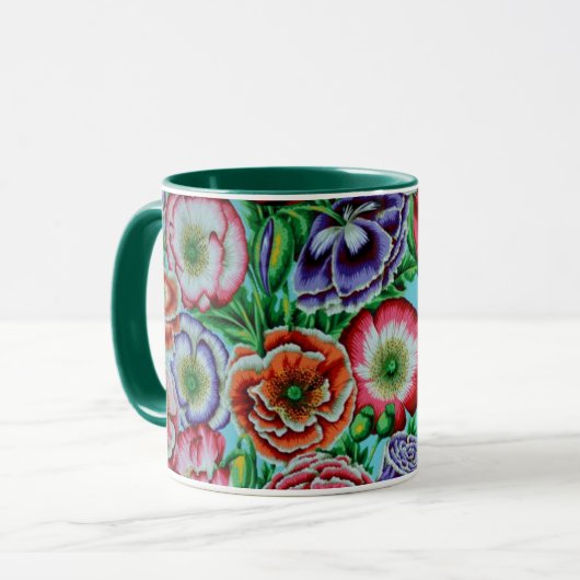 Een mooie Mok met Philip Jacobs Fabric Poppy Garde (Voorkant links)