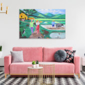 Een mooie ochtend in het Boerderij Canvas Afdruk (Insitu (Woonkamer))