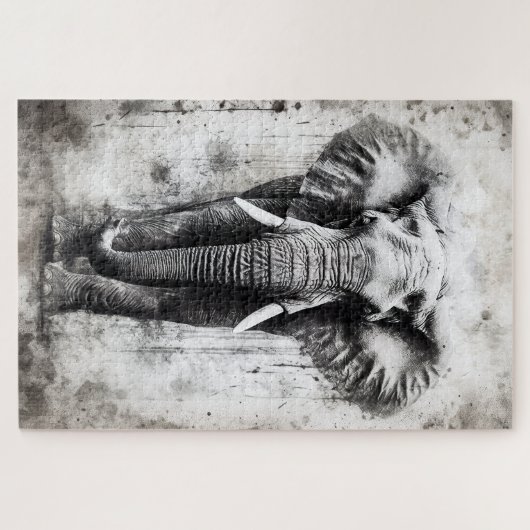 Een mooie olifant als puzzel legpuzzel (Horizontaal)