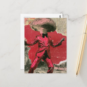 Een mooie retro dansende paddestoel briefkaart