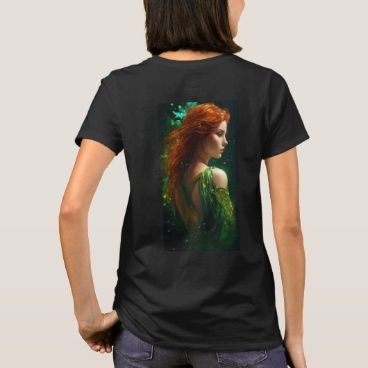 Een mooie rode hoofdvrouw met groene ogen gericht t-shirt (Achterkant)