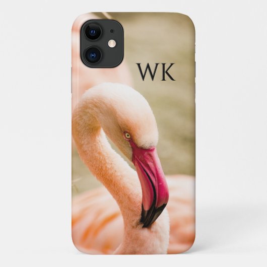 Een mooie roze flamingo monogram Case-Mate iPhone case (Achterkant)