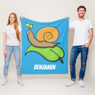 Een mooie slak op de cartoon van bladeren fleece deken