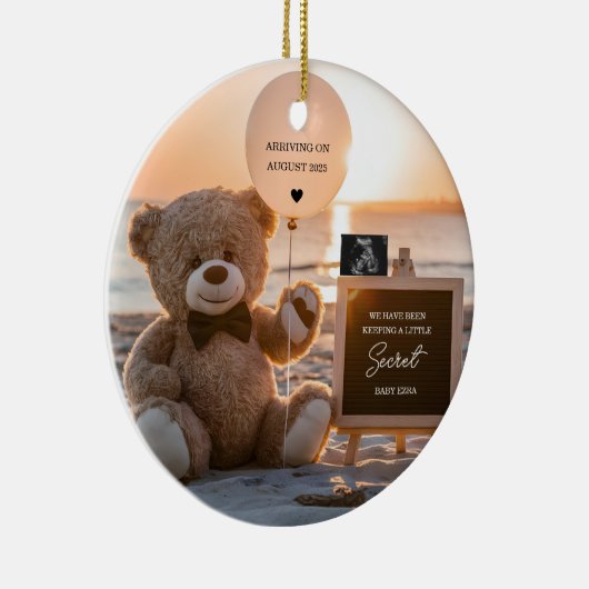 Een mooie strand digitale zwangerschap aankondigin keramisch ornament (Rechts)