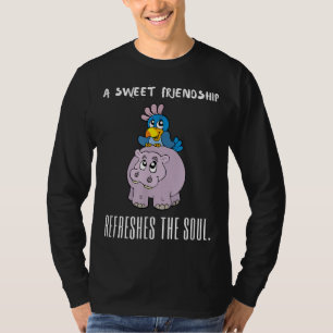 Een mooie vriendschap verfrist de sol Paarse Hippo T-shirt