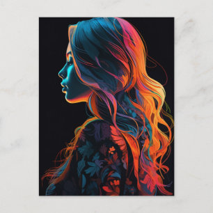 Een mooie vrouw in een bloem shirt briefkaart