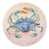 Een mooie waterverf blauwe krab mooie schelp keramische knop (Voorkant)