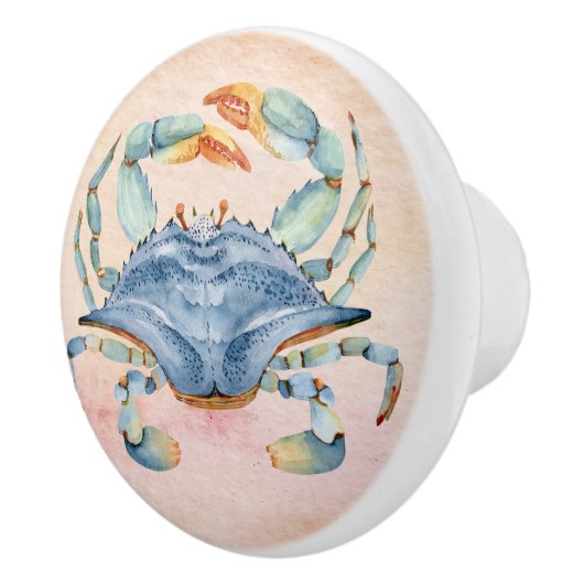 Een mooie waterverf blauwe krab mooie schelp keramische knop (Rechts)