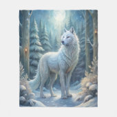 Een mooie witte wolf fleece deken (Voorkant)