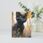 Een mooie zwarte kat briefkaart (Staand voorkant)