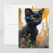 Een mooie zwarte kat briefkaart (Voorkant / Achterkant)