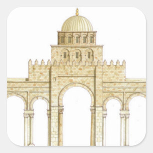 Een moskee van Uqba. Kairouan Tunesië. Hoofdgevel Vierkante Sticker