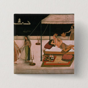 Een Mughal prins die 's nachts een dame ontvangt Vierkante Button 5,1 Cm