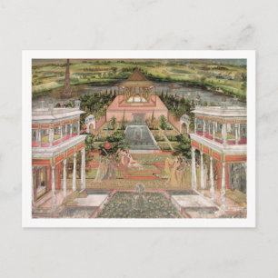 Een Mughal prinses in haar tuin (gouache op papier Briefkaart