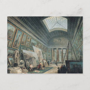 Een museumgalerij met antieke Romeinse kunst Briefkaart
