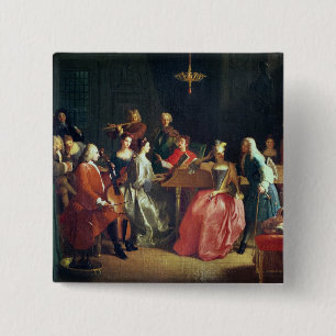 Een Musical Evening (olie op canvas) Vierkante Button 5,1 Cm