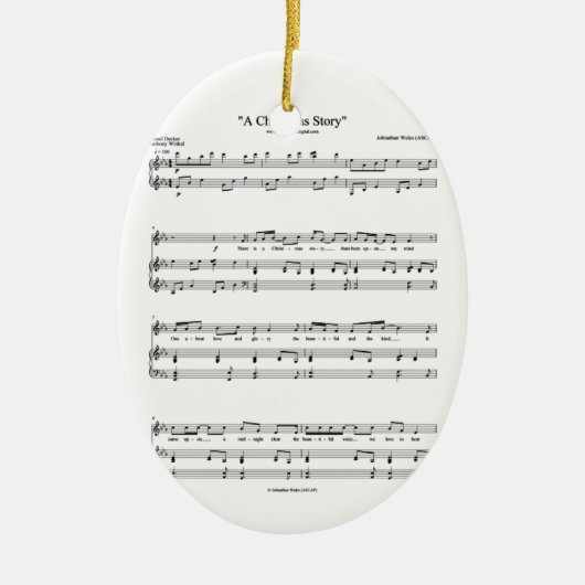 Een muziekblad uit het kerstartikel keramisch ornament (Voorkant)