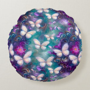 Een mysterie met een vlinderreeks, ontwerp 1 rond kussen