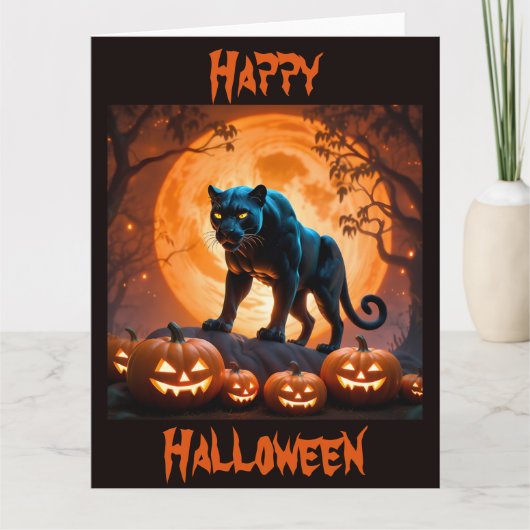 Een mysterieuze Black Panther op Halloween Night Kaart (Voorkant)