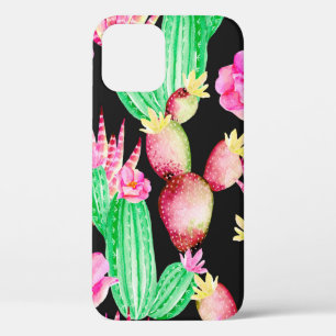 Een naadloos patroon met sachels. Waterverf cactu iPhone 12 Hoesje