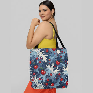 Een naadloos patroon van appels laat takken achter draagtas