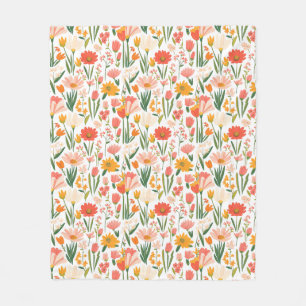 Een naadloos patroon van lentebloemen fleece deken