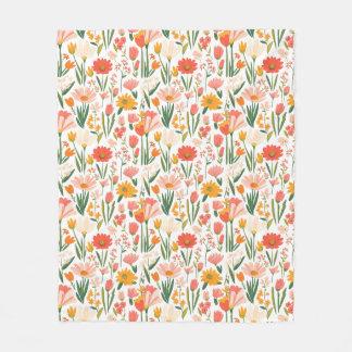Een naadloos patroon van lentebloemen fleece deken