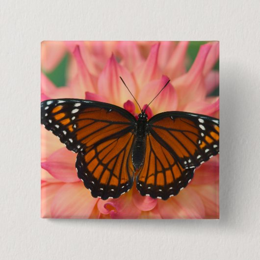 Een nabootsing van de monarchvlinder vierkante button 5,1 cm (Voorkant)