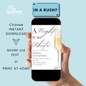 Een nacht in All White Party Champagne Verjaardag Kaart