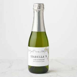 Een Nacht in Alles Wit Verjaardagsfeest Sparkling Wijnetiket
