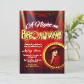 Een nacht in Broadway met foto-uitnodiging Kaart (Staand voorkant)