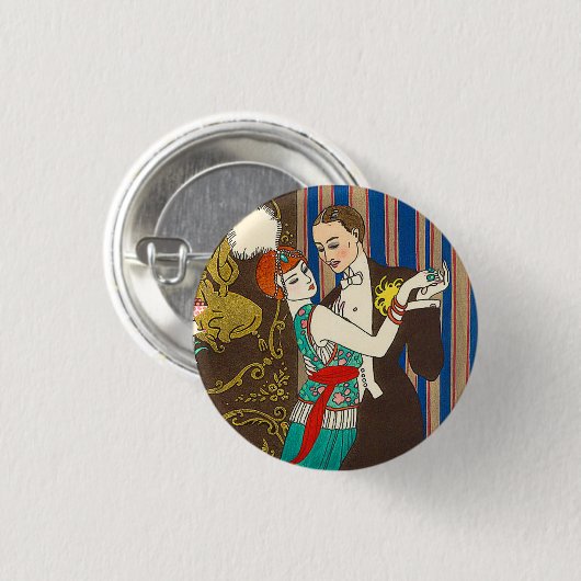 Een nacht in Decadent Paris Art Deco Button (Voorkant /achterkant)