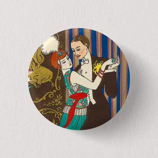 Een nacht in Decadent Paris Art Deco Button (Voorkant)