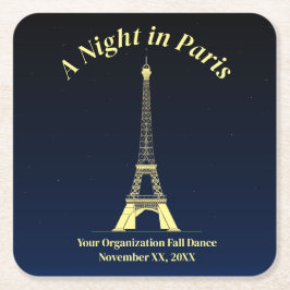 Een nacht in Parijs Vierkante Kartonnen Onderzetter