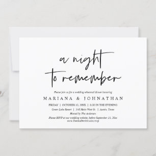 Een nacht om me te herinneren, een huwelijksrepeti kaart