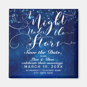 Een nacht onder de Stars Blue Wedding Save the Dat Magneet