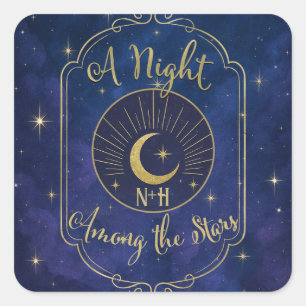 Een Nacht Tussen De Sterren Hemelse Hemel Bruiloft Vierkante Sticker