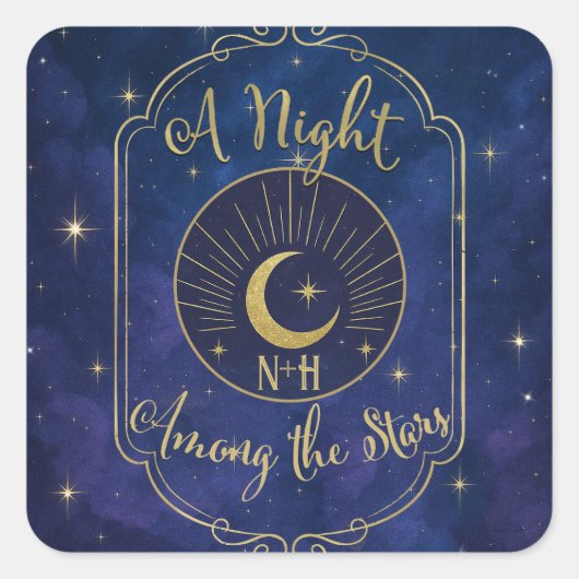 Een nacht tussen de sterren hemelse hemel bruiloft vierkante sticker (Voorkant)