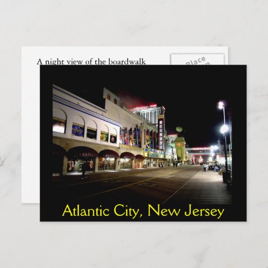 Een nachtelijk Uitzicht van Atlantic City Briefkaart (Voorkant / Achterkant)