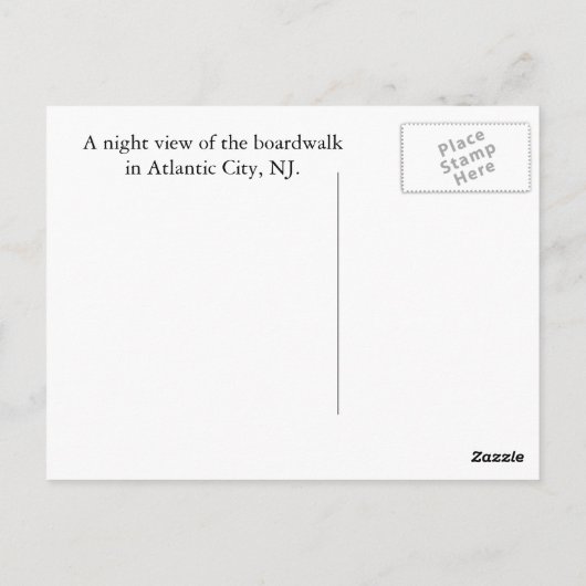 Een nachtelijk Uitzicht van Atlantic City Briefkaart (Achterkant)