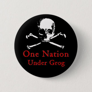 Eén natie onder de knop Grog (witte schedel) Ronde Button 5,7 Cm