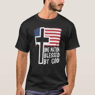 eén natie onder de vlag van god jesus Christelijke T-shirt
