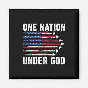 Eén natie onder God Amerikaanse vlag 4 juli figuur Magneet