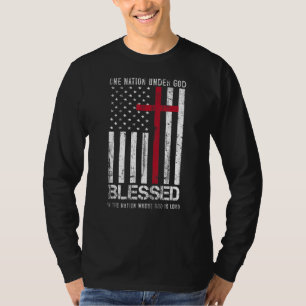 Eén natie onder God Amerikaanse vlag Chris Chris T-shirt