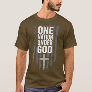 EEN NATIE ONDER GOD Christelijk USA Cross Flag T-shirt
