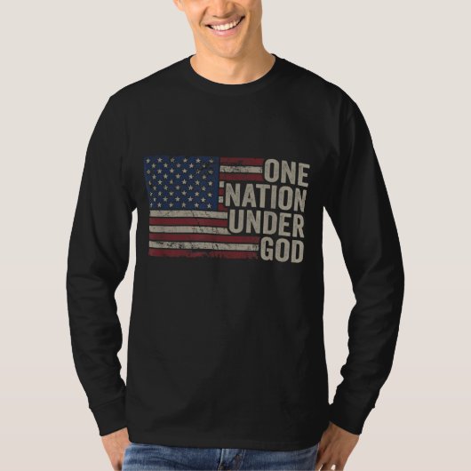 ÉÉN NATIE ONDER GOD - Christelijke VS Ameri T-shirt (Voorkant)