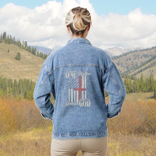 Een natie onder God Flag Cross Denim Jacket