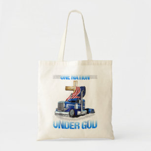 Eén natie onder God Jesus Cross USA Flag Truck Ch Tote Bag