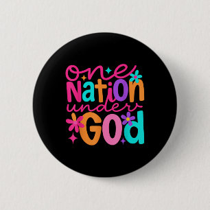 Eén natie onder God, Jezus Bijbel Kruis Patriottis Ronde Button 5,7 Cm
