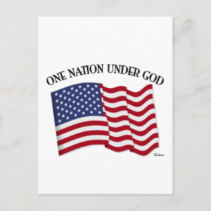 Eén natie onder God met de vlag van de VS Briefkaart
